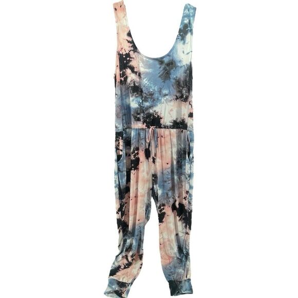 Derek Heart Tie-Dye Sleeveless Jumpsuit 1X – Elastic Waist + Pockets, Plus Size - Picture 1 of 16